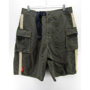 VINTAGE Abercrombie & Fitch Swim Trunks 33 Board Shorts Cargo Belted *